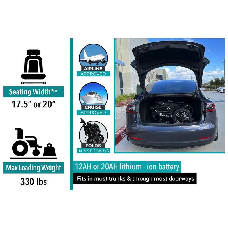 ComfyGo IQ-8000 MAJESTIC Folding Lightweight Electric Wheelchair