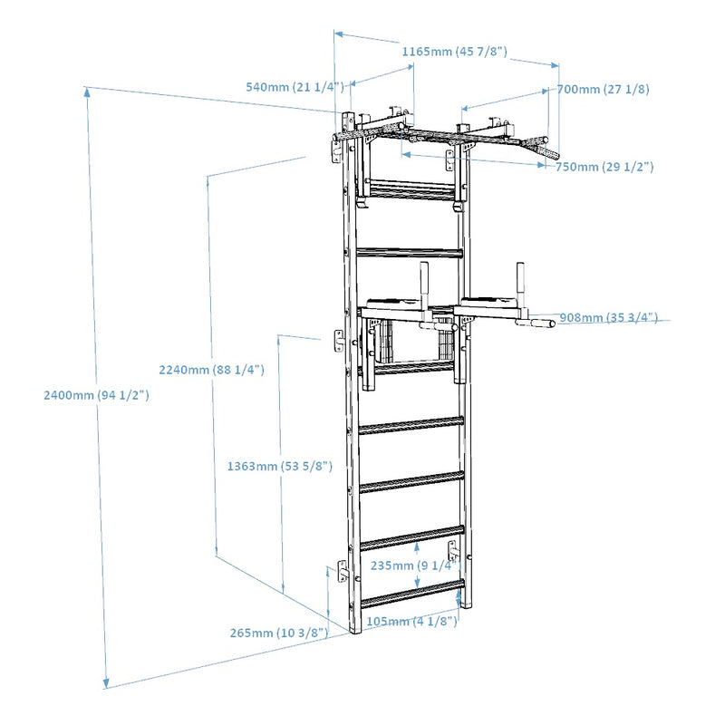 BenchK - Series 7 732 Wall Bars With Convertible Pull-Up bar