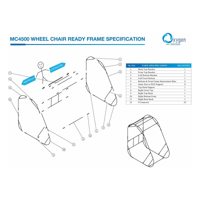 Oxygen Health Systems Hyperbaric Vertical Oxygen Chamber XLT 4500 Wheel Chair Ready 1.3 ATA
