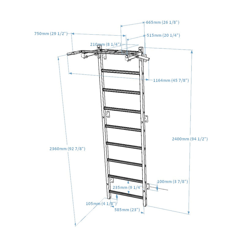 BenchK - Series 7 721 Wall Bars With Fixed Pull-Up Bar