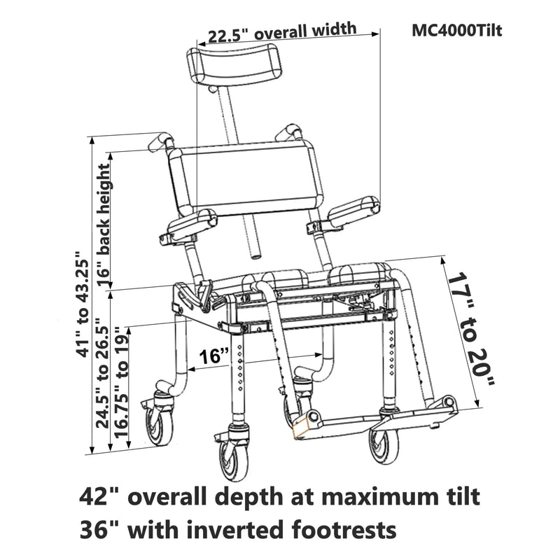 Nuprodx Roll-in Shower Commode Chair MC4000Tilt