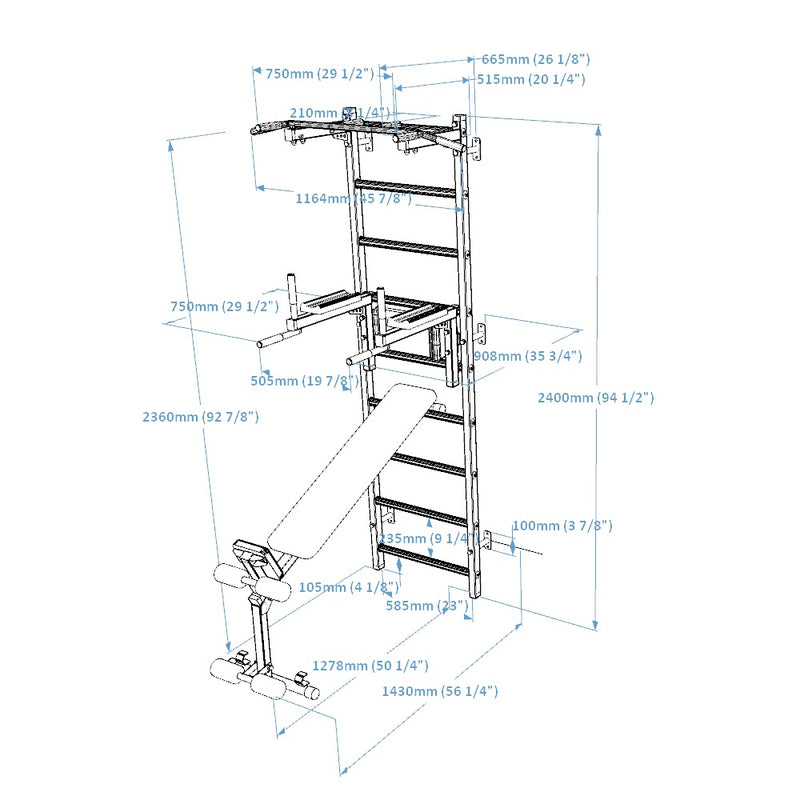 BenchK - Series 7 723 Wall Bars With Accessories