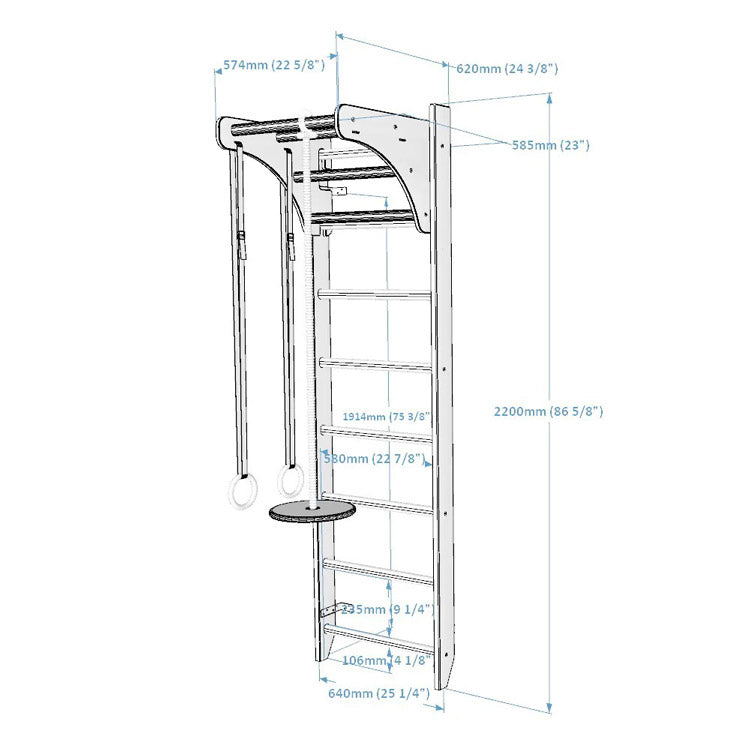 BenchK - Series 1 111 + A204 Wooden Wall Bars For Kids Room
