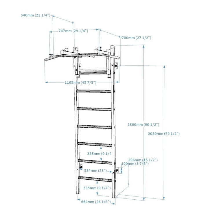 BenchK - Series 2 231 Wall Bars With Convertible Pull-up Bar