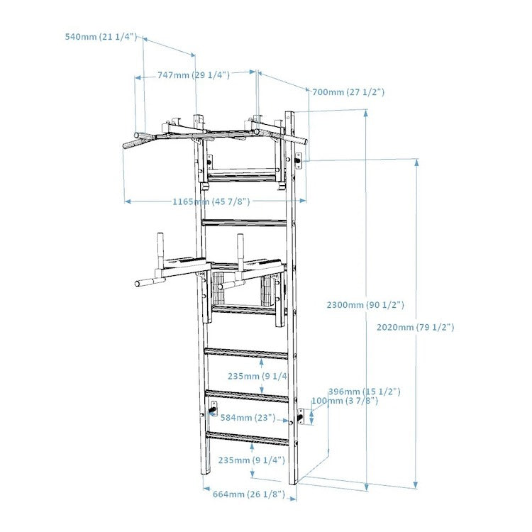 BenchK - Series 2 232 Wall Bars With Convertible Pull-Up Bar