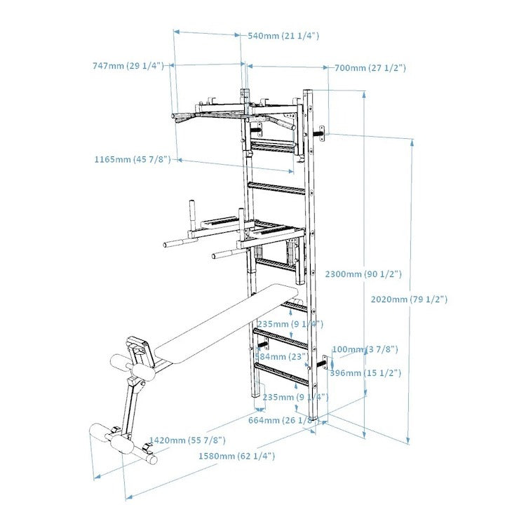 BenchK - Series 2 233 Wall Bars With Accessories
