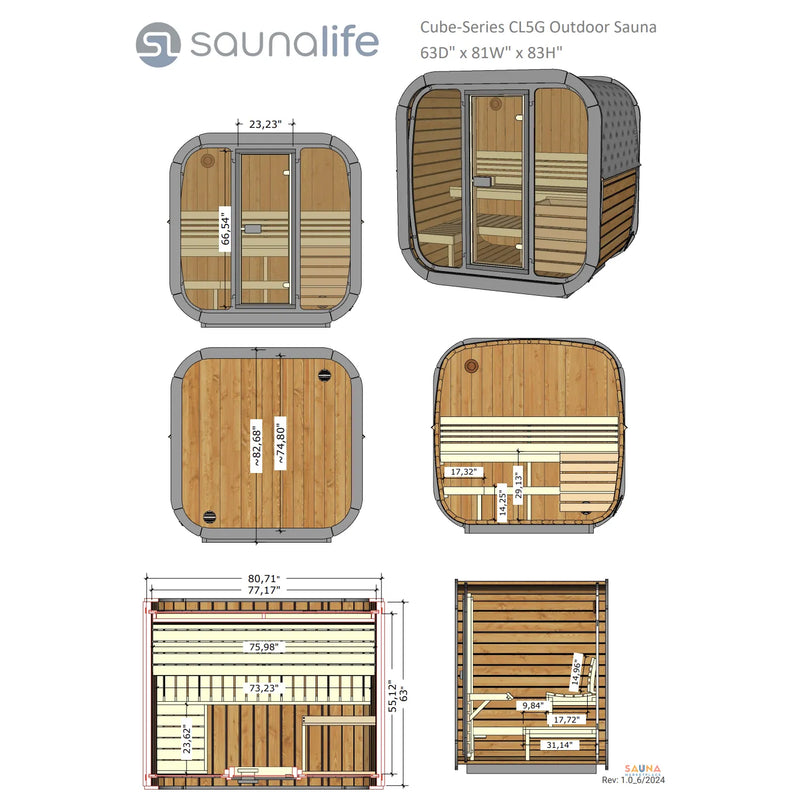 SaunaLife CL5G Cube-Series Outdoor Home Sauna Kit
