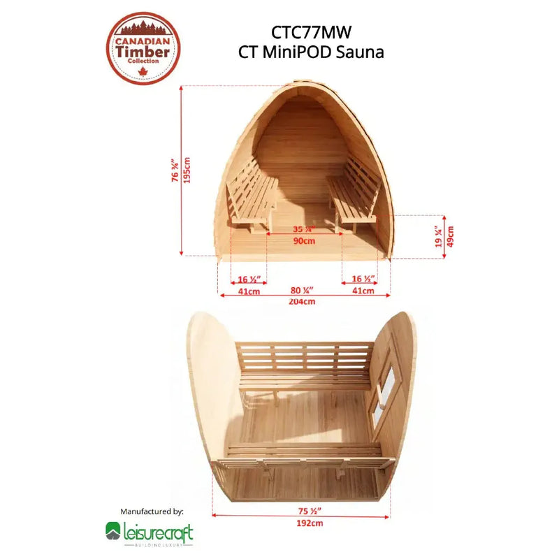 Dundalk Canadian Timber CT MiniPOD Sauna CTC77MW
