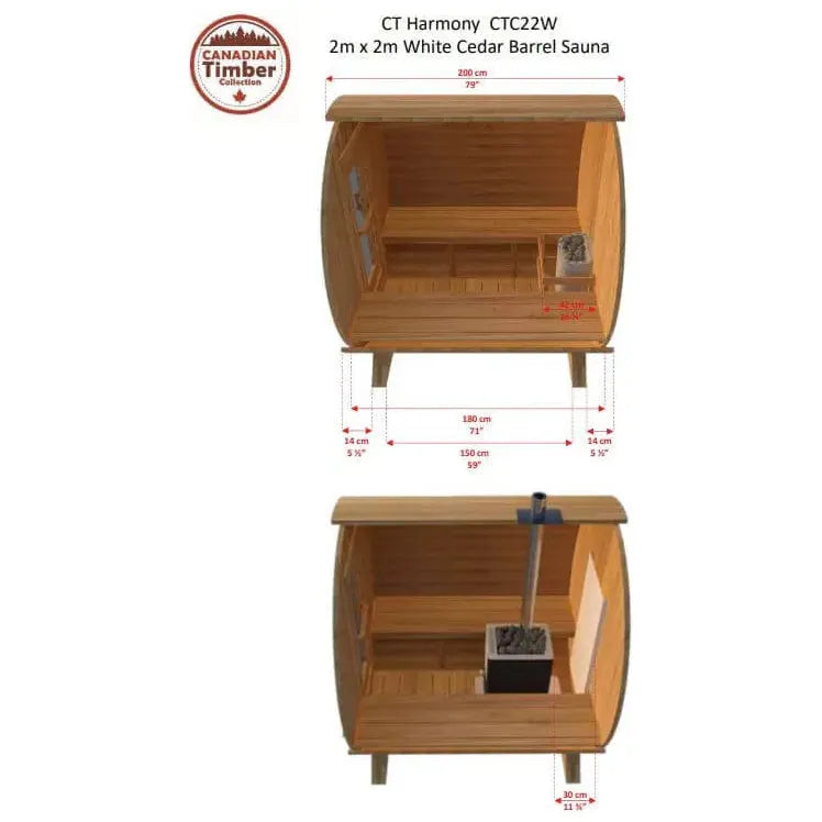 Dundalk Canadian Timber Harmony 4 Person White Cedar Sauna CTC22W
