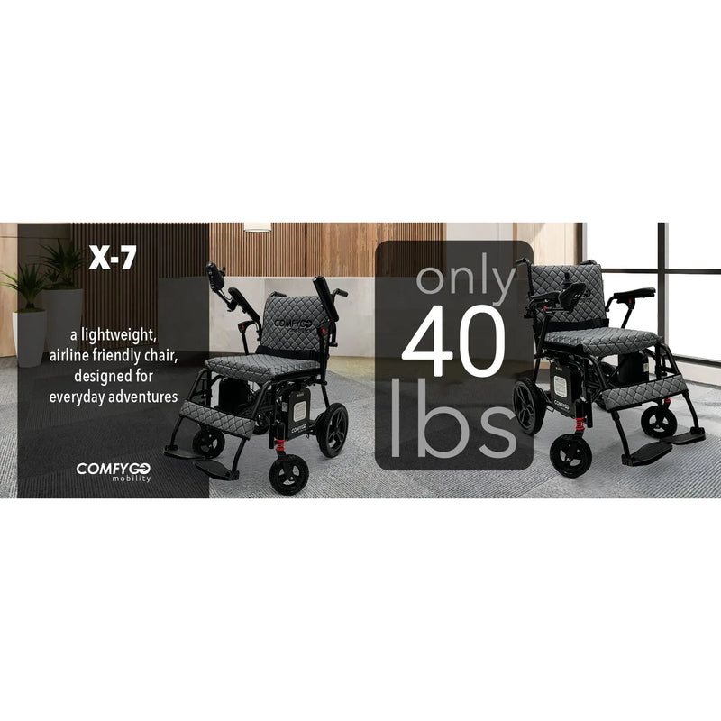 X-7 ComfyGO Ultra-Lightweight Dual Battery Electric Wheelchair