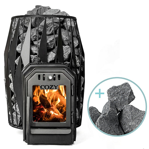 Cozy Heat OG Through-Wall Pkg Wood-Burning Sauna Stove Package, Up to 18kW