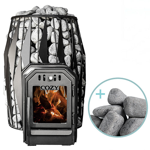 Cozy Heat OG Through-Wall Pkg Wood-Burning Sauna Stove Package, Up to 18kW