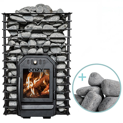 Cozy Heat Quattro Pkg Wood-Burning Sauna Stove Package, Up to 18kW