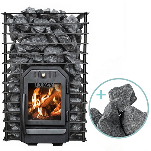 Cozy Heat Quattro Pkg Wood-Burning Sauna Stove Package, Up to 18kW
