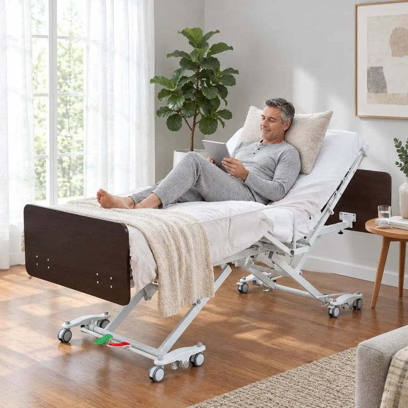 Emerald Supply Oasis Expandable Hi-Low Full Electric Hospital Bed 550lbs Capacity