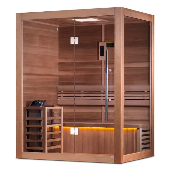 Golden Designs "Hanko Edition" 2 Person Indoor Traditional Sauna - Canadian Red Cedar Interior