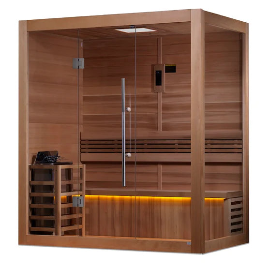 Golden Designs "Forssa Edition" 3 Person Indoor Traditional Sauna - Canadian Red Cedar Interior