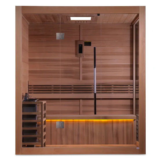 Golden Designs "Forssa Edition" 3 Person Indoor Traditional Sauna - Canadian Red Cedar Interior