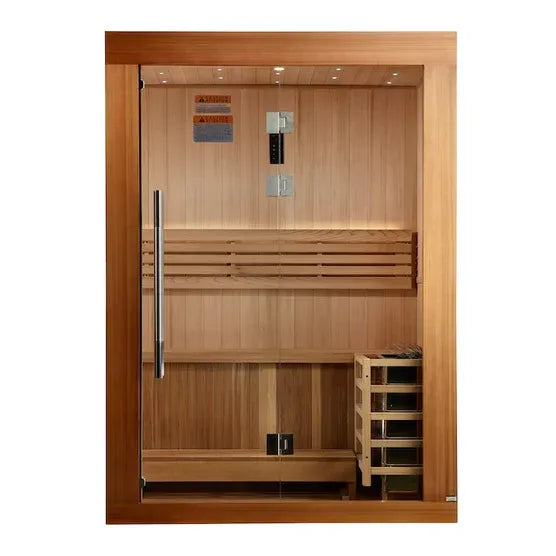 Golden Designs Sundsvall 2-Person Traditional Sauna - Canadian Red Cedar Interior and Pacific Premium Clear Cedar Exterior