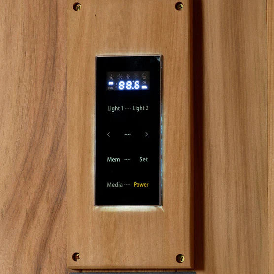 Golden Designs Sundsvall 2-Person Traditional Sauna - Canadian Red Cedar Interior and Pacific Premium Clear Cedar Exterior