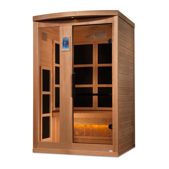 Golden Designs 2-Person Full Spectrum PureTech™ Near Zero EMF FAR Infrared Sauna with Himalayan Salt Bar (Canadian Hemlock)