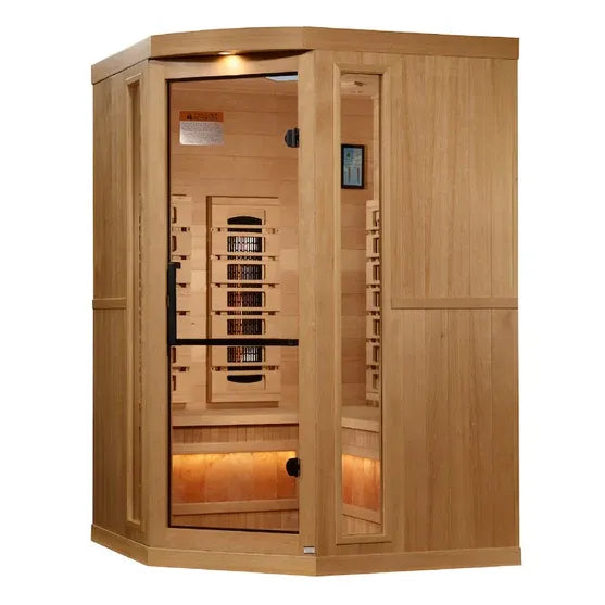 Golden Designs 3-Person Corner Full Spectrum with Himalayan Salt Bar (Canadian Hemlock)