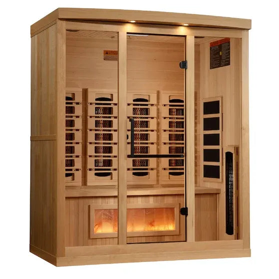 Golden Designs 4-Person Full Spectrum Near Zero EMF Infrared Saunas with Himalayan Salt Bar (Canadian Hemlock)