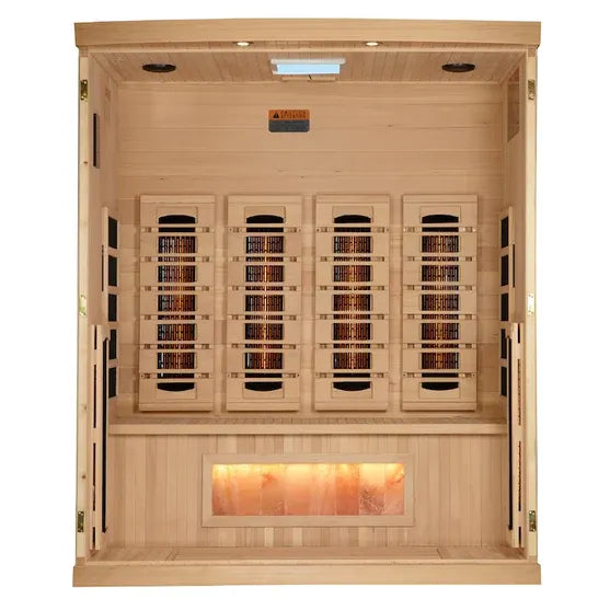 Golden Designs 4-Person Full Spectrum Near Zero EMF Infrared Saunas with Himalayan Salt Bar (Canadian Hemlock)