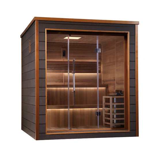 Golden Designs Bergen 6 Person Outdoor-Indoor Traditional Sauna - Canadian Red Cedar Interior