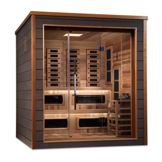 Golden Designs Karlstad 6 Person Outdoor-Indoor PureTech™ Hybrid Full Spectrum Sauna - Canadian Red Cedar Interior