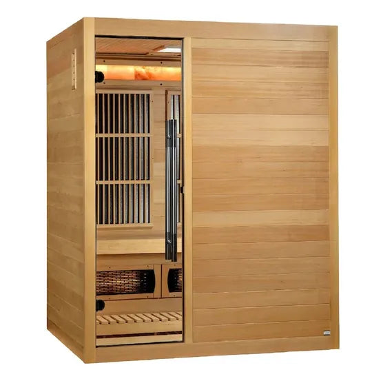Golden Designs Soria 3-Person Hybrid Sauna (Indoor) - Full Spectrum and Harvia Traditional Stove