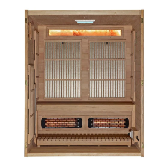 Golden Designs Soria 3-Person Hybrid Sauna (Indoor) - Full Spectrum and Harvia Traditional Stove