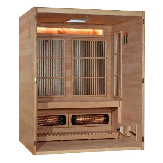 Golden Designs Soria 3-Person Hybrid Sauna (Indoor) - Full Spectrum and Harvia Traditional Stove