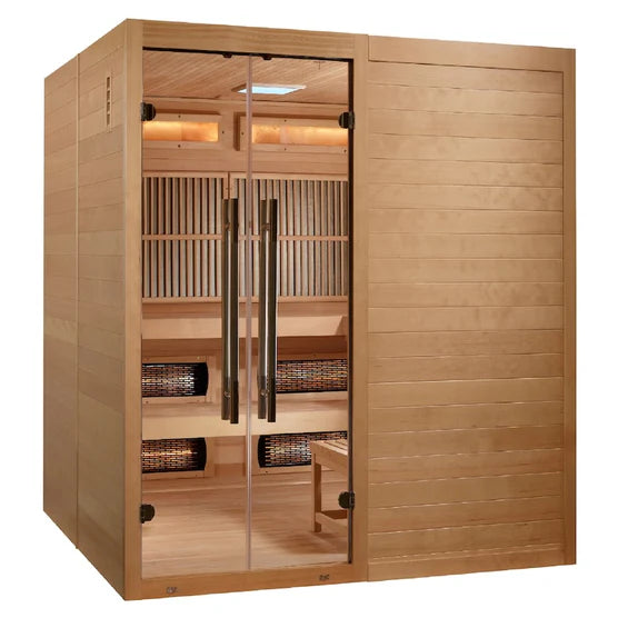 Golden Designs Toledo 6-Person Hybrid Sauna (Indoor) - Full Spectrum and Harvia Traditional Stove