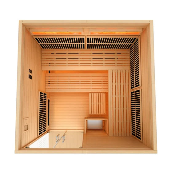 Golden Designs Toledo 6-Person Hybrid Sauna (Indoor) - Full Spectrum and Harvia Traditional Stove