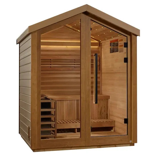 Golden Designs Savonlinna 3 Person Outdoor Traditional Sauna - Canadian Red Cedar Interior by Golden Designs