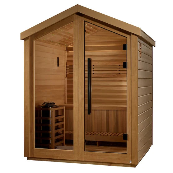 Golden Designs Savonlinna 3 Person Outdoor Traditional Sauna - Canadian Red Cedar Interior by Golden Designs