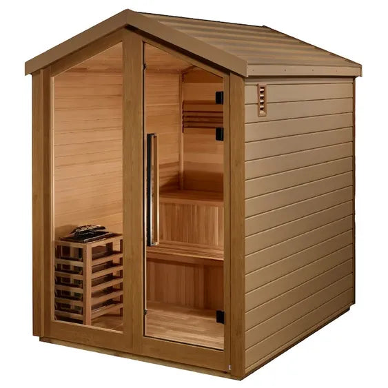 Golden Designs Savonlinna 3 Person Outdoor Traditional Sauna - Canadian Red Cedar Interior by Golden Designs