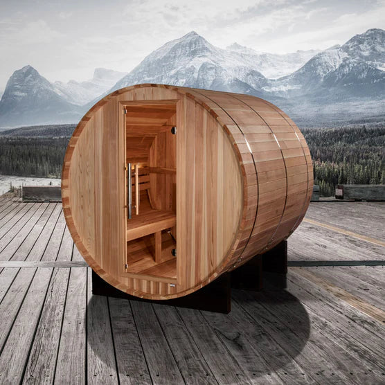 Golden Designs "Arosa" 4 Person Barrel Traditional Steam Sauna - Pacific Cedar