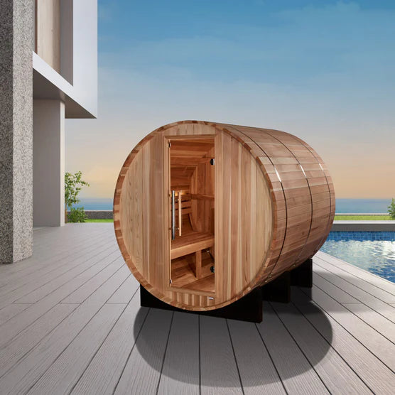 Golden Designs "Arosa" 4 Person Barrel Traditional Steam Sauna - Pacific Cedar