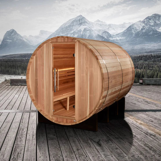Golden Designs "Klosters" 6 Person Barrel Traditional Steam Sauna - Pacific Cedar