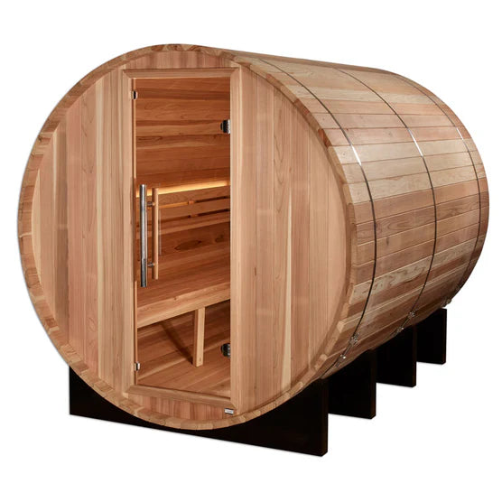 Golden Designs "Klosters" 6 Person Barrel Traditional Steam Sauna - Pacific Cedar