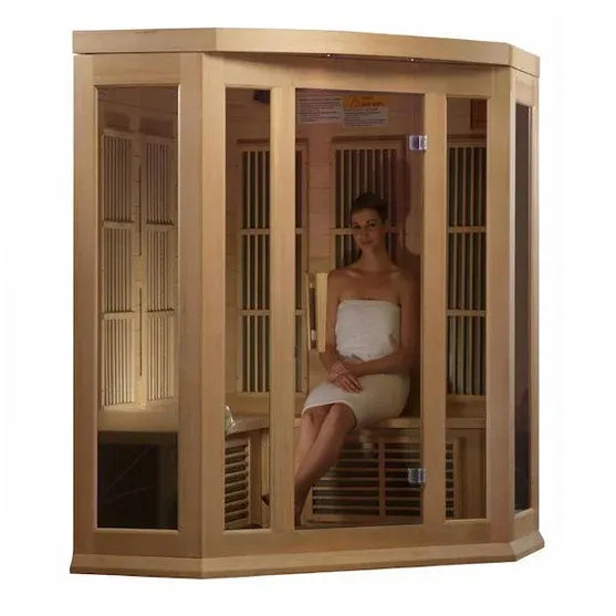 Maxxus 3-Person Corner Low EMF FAR Infrared Sauna (Canadian Hemlock)