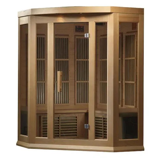 Maxxus 3-Person Corner Low EMF FAR Infrared Sauna (Canadian Hemlock)