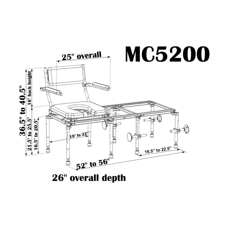 Nuprodx Shower Commode Chair With Transfer Bench MC5200