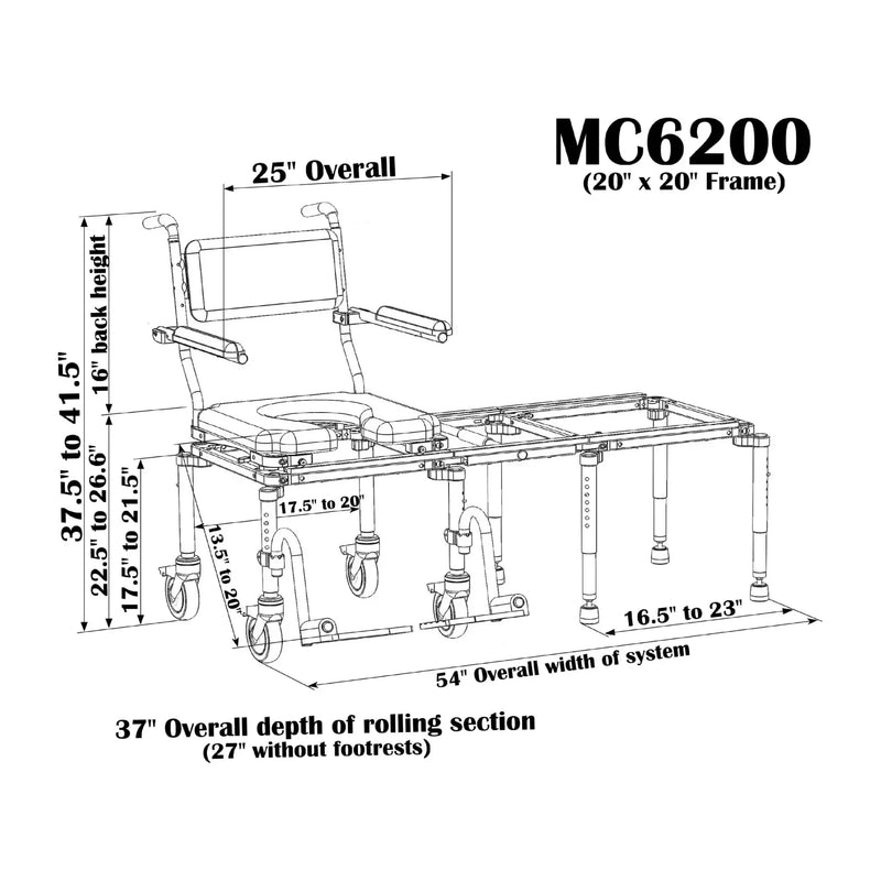Nuprodx Multichair Tub Commode Slider System MC6000TILT