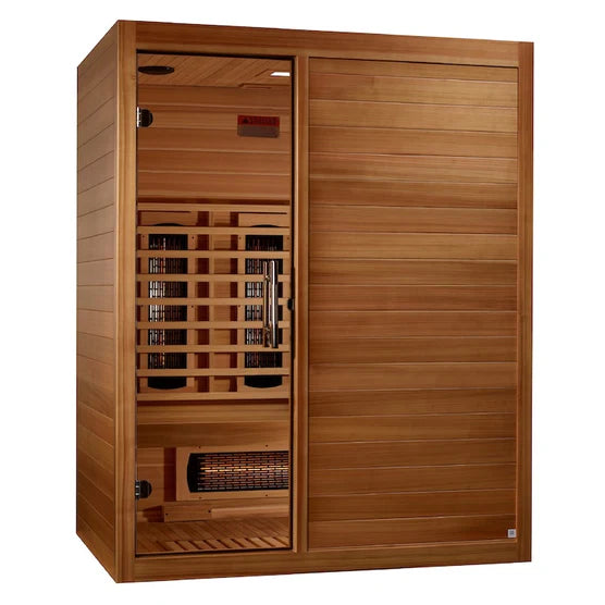 Maxxus S-Line Yoga 3-Person Full Spectrum Near Zero EMF Infrared Sauna - Pacific Cedar