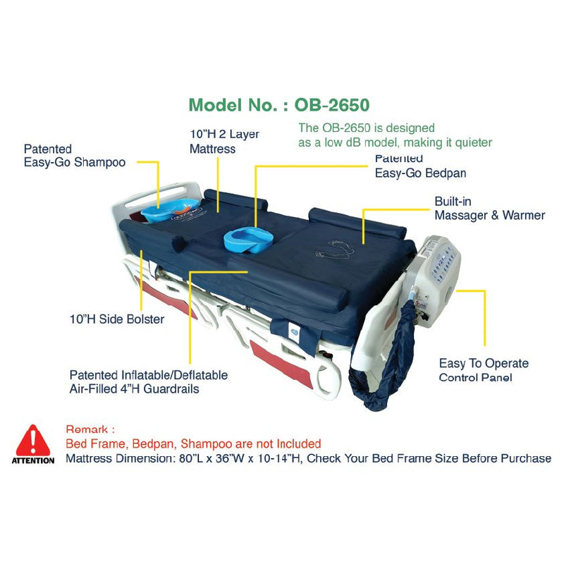 ObboMed OB-2650 PremiumAir Mattress (Low dB Model) Alternating Pressure Ulcer Prevention Mattress with Low Air Loss Air