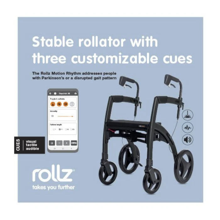 Rollz Motion Rhythm 2-in-1 Parkinson Rollator Transport Chair with 1 Laser Cue