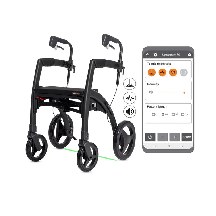 Rollz Motion Rhythm 2-in-1 Parkinson Rollator Transport Chair with 1 Laser Cue